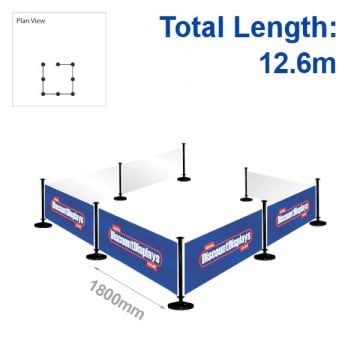 12.6m Cafe Barrier Kit - 8 posts & 7 Banners