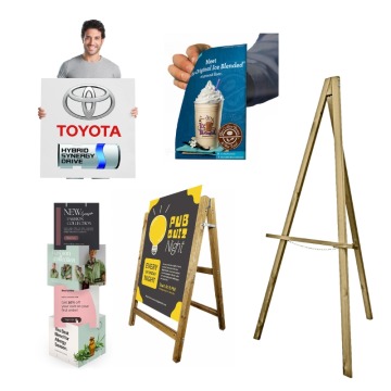 Bundle with Foamex Panel, Wooden Easel In Westminster Oak, Low Tack Window Sticker, Stack Of 4 Correx Cubes and Pavement Sign In Westminster Oak