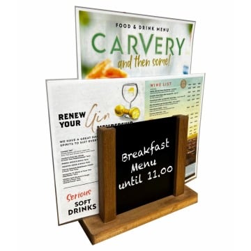 Wooden Table Menu Holder Chalk Board