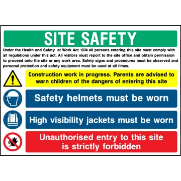 Site Safety Multi Message High Visibility Sign - Correx | Foamex | Dibond