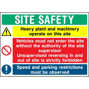 Site Safety Multi Message Heavy Plant and Machinery Sign - Correx | Foamex | Dibond