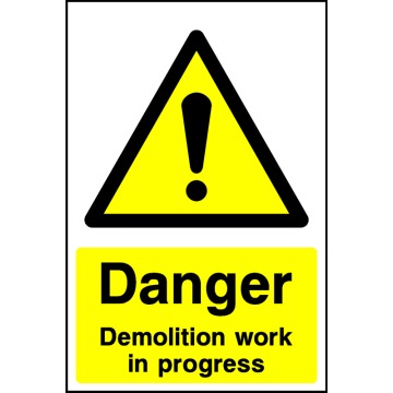 Danger Demolition Signs - Pack of 6 | Correx | Foamex | Dibond | Vinyl