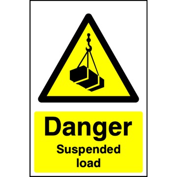 Danger Suspended Load Signs - Pack of 6 | Correx | Foamex | Dibond | Vinyl