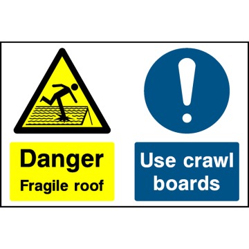 Danger Fragile Roof Use Crawl Boards Sign - Correx | Foamex | Dibond