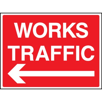 Works Traffic Left Safety Signs - Pack of 6 | Correx | Foamex | Dibond | Vinyl