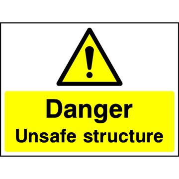 Danger Unsafe Structure Safety Signs - Pack of 6 | Correx | Foamex | Dibond | Vinyl