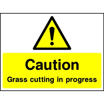 Caution Grass Cutting Safety Signs - Pack of 6 | Correx | Foamex | Dibond | Vinyl