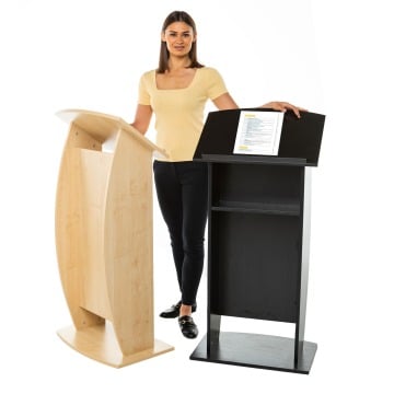 Modern Curved Wooden Lectern 