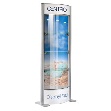 Centro display Pod with printed header, Foot and rear infill panels  (each unit is supplied with 8 clear panels )