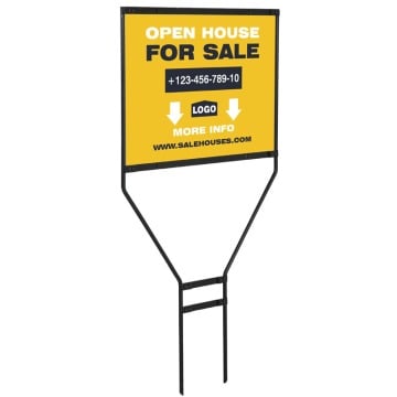 Metal H-frame ground sign