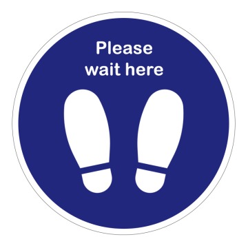 Please Wait Here Social Distancing Floor Stickers - Pack of 6