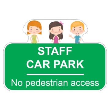 School sign - Staff car park green background