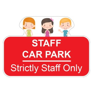 staff car park sign in red
