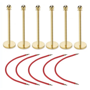 6 Gold Posts / 5 Red Ropes VIP Barrier Bundle