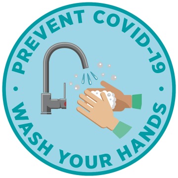 Prevent COVID-19 Wash Your Hands Blue Floor Stickers - Pack of 6