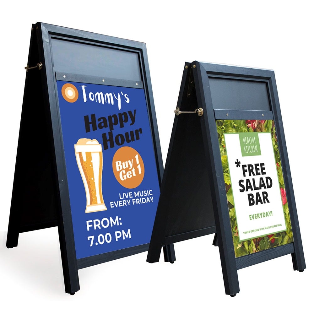 Wooden A-Frame Poster and Chalk Board