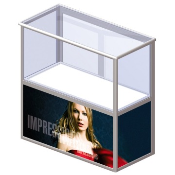 Folding portable display counter with optional printed graphics