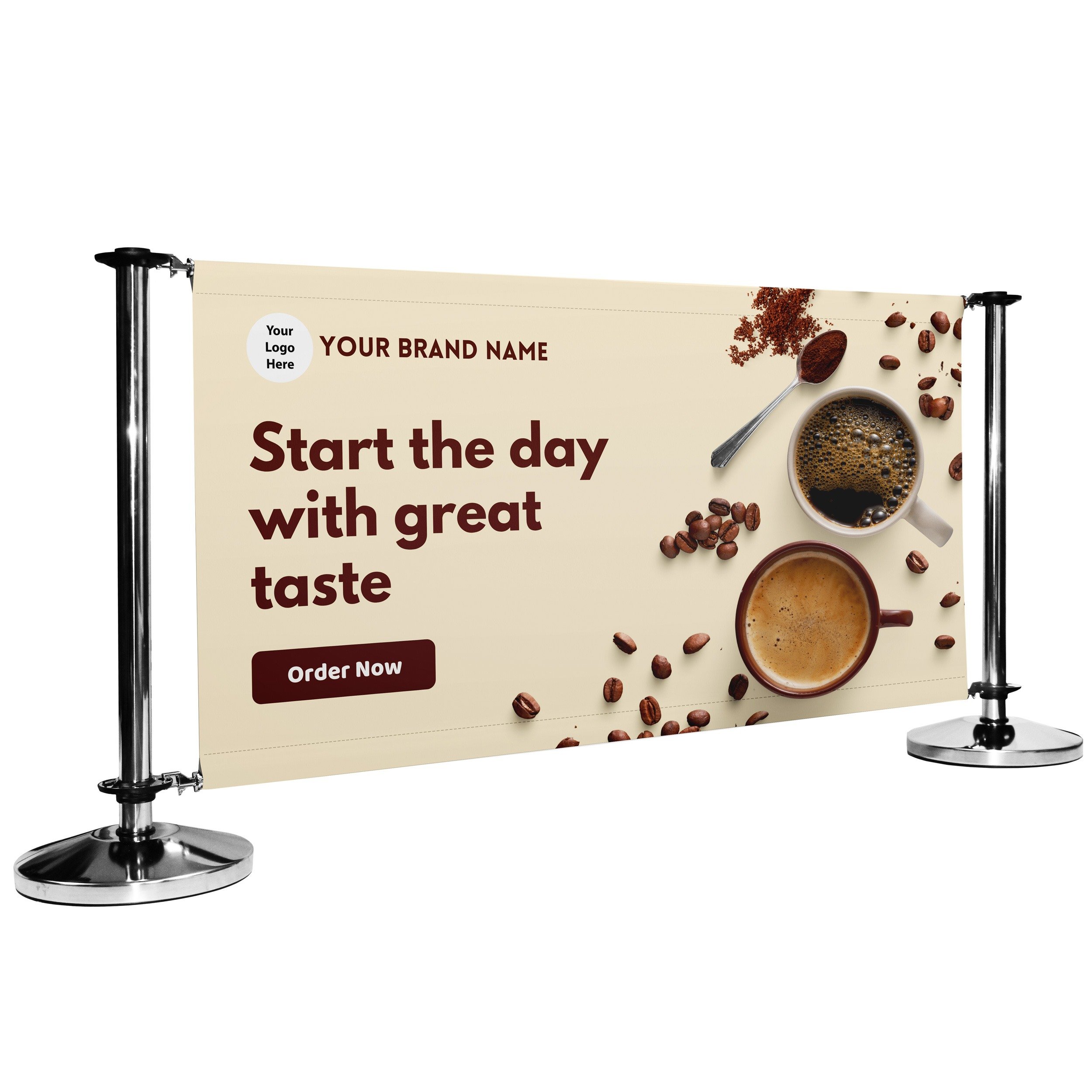 Pre-Designed Cafe Barrier Banner - Start The Day With A Great Taste