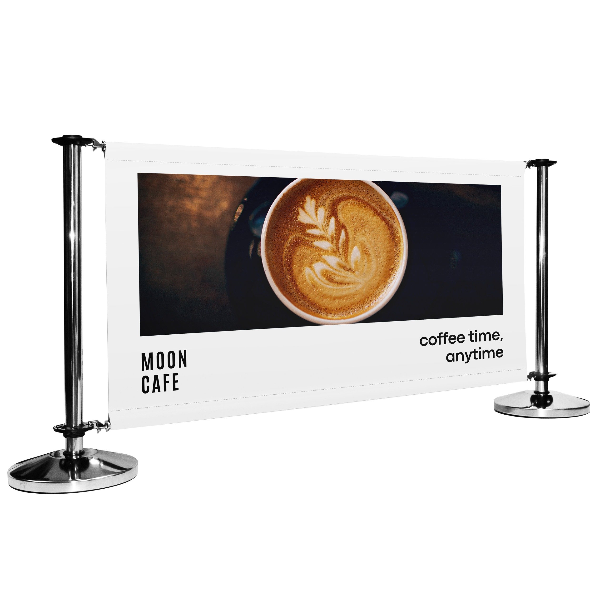 Pre-Designed Cafe Barrier Banner - Coffee Time, Anytime