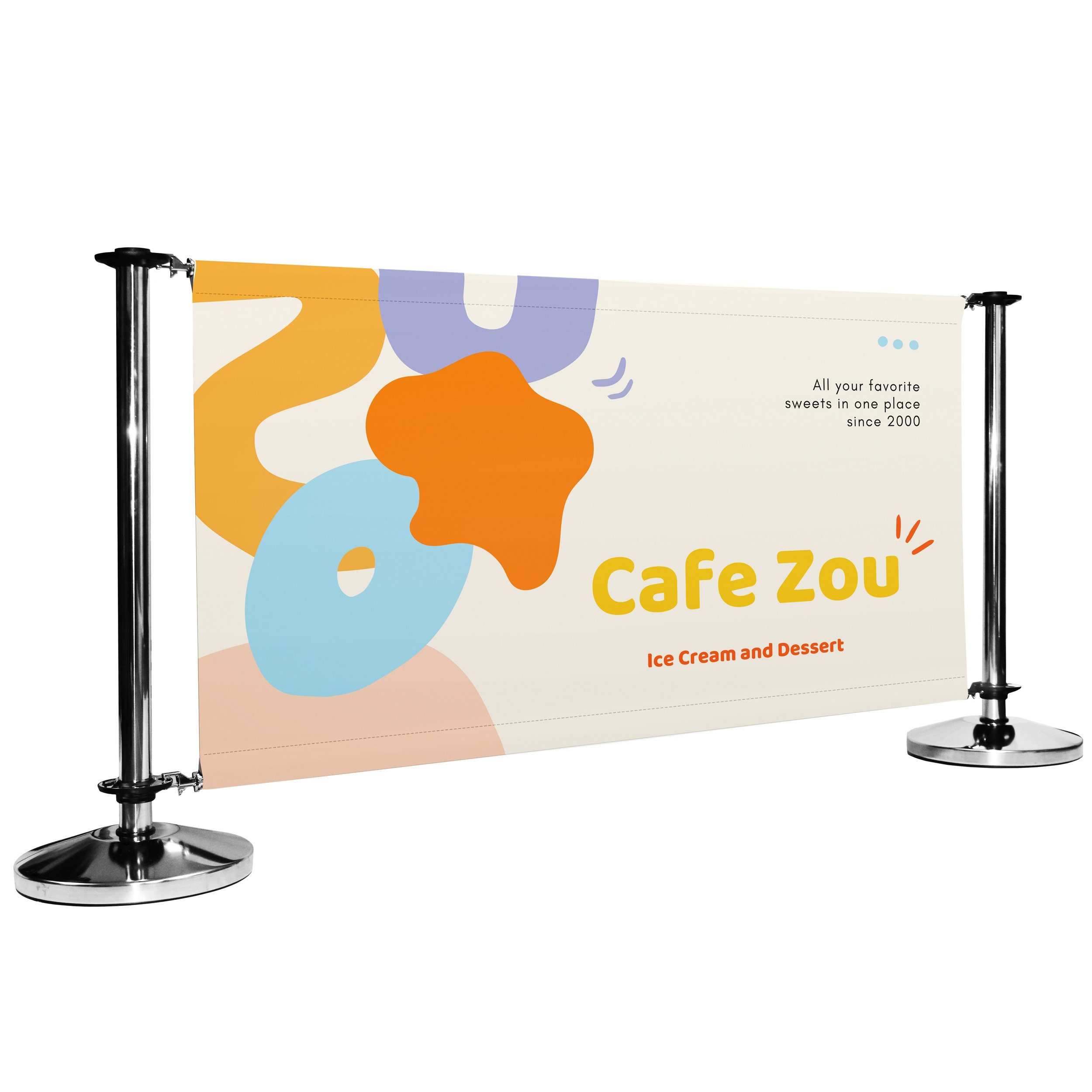 Pre-Designed Cafe Barrier Banner - Cafe Zou