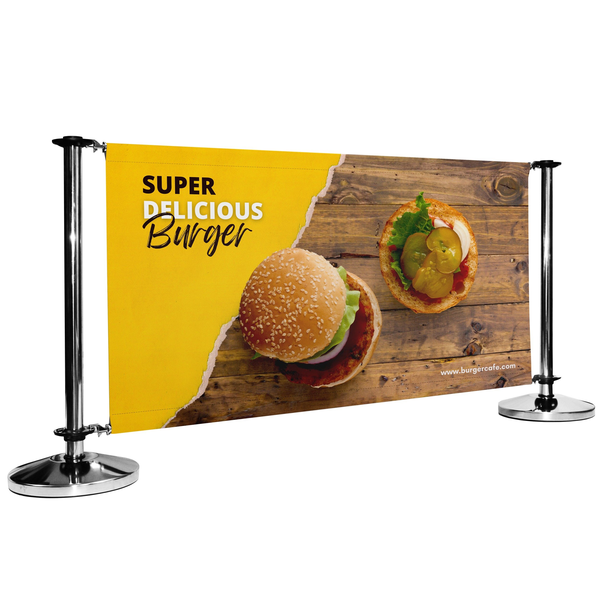 Pre-Designed Cafe Barrier Banner - Super Delicious Burger