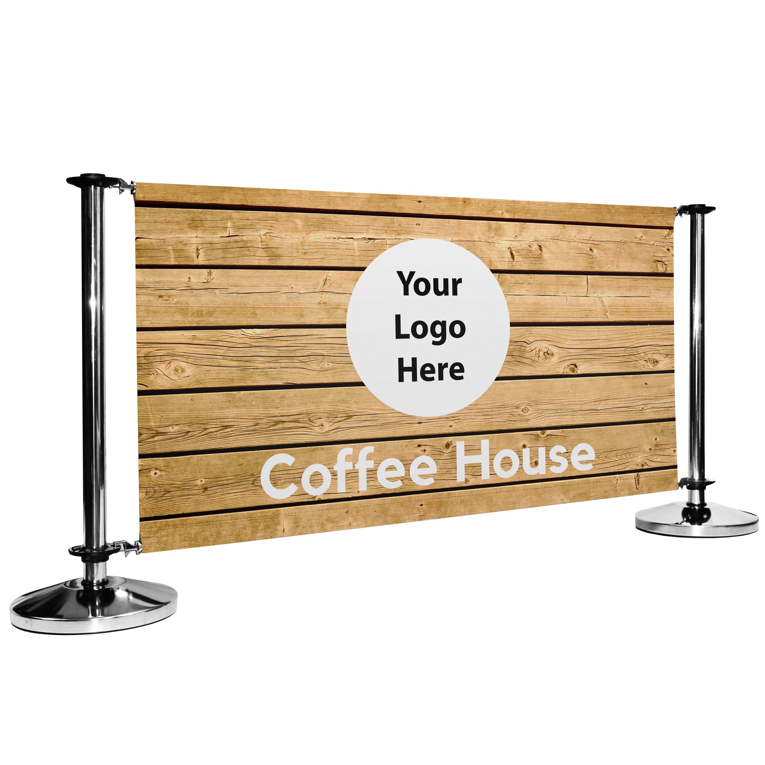 Pre-Designed Cafe Barrier Banner - Wooden Planks