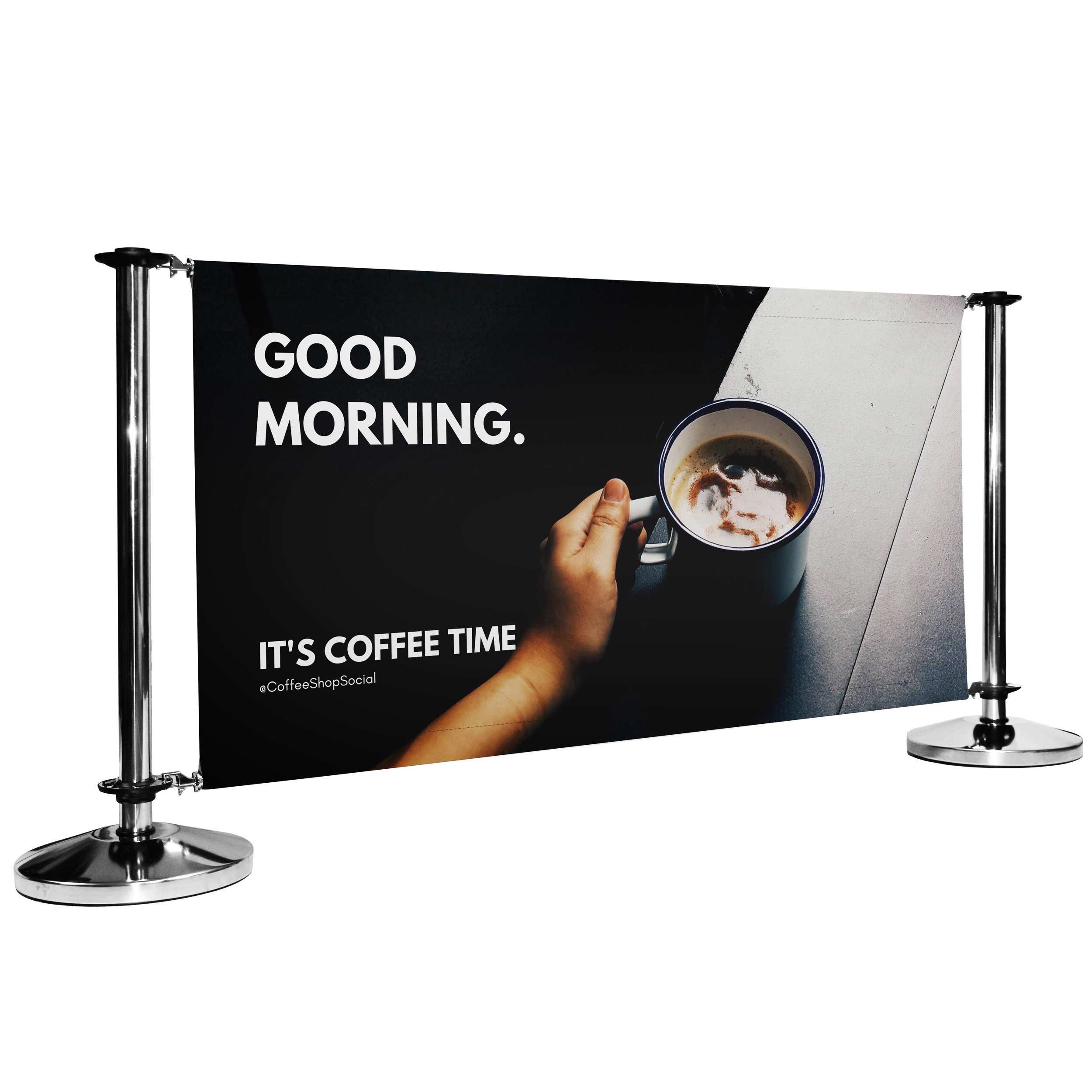 Pre-Designed Cafe Barrier Banner - It's Coffee Time