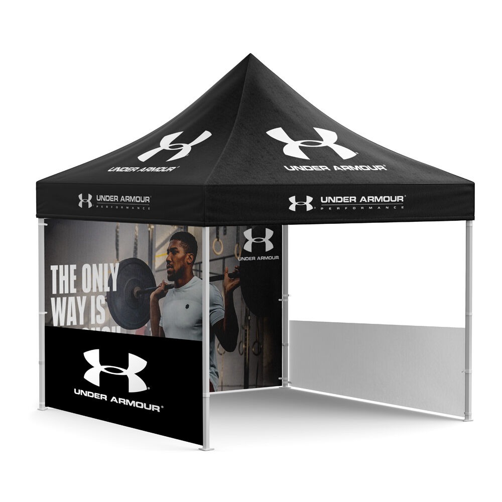 Custom Printed Tent with Canopy, Half Walls + Backwall