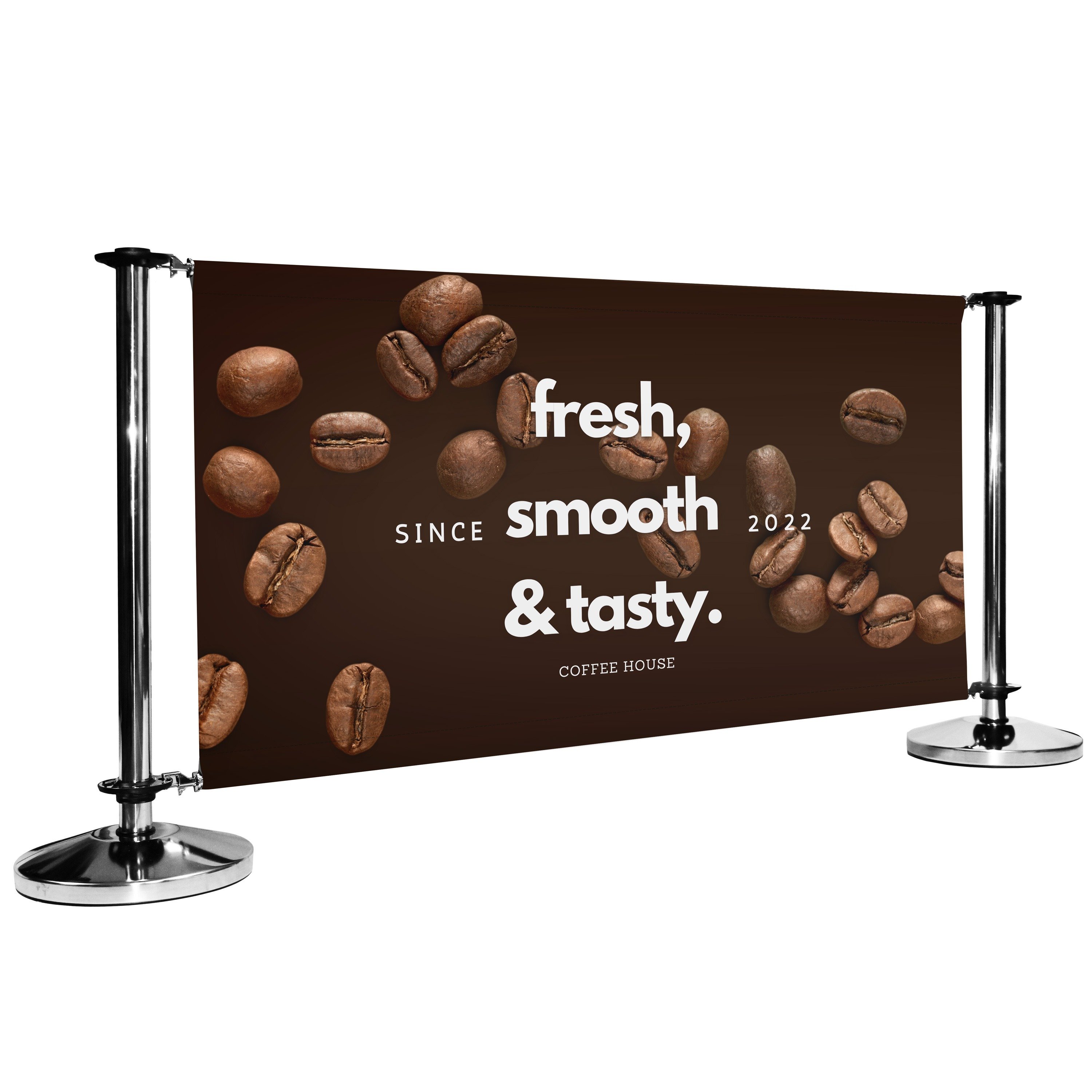 Pre-Designed Cafe Barrier Banner - Fresh, Smooth & Tasty