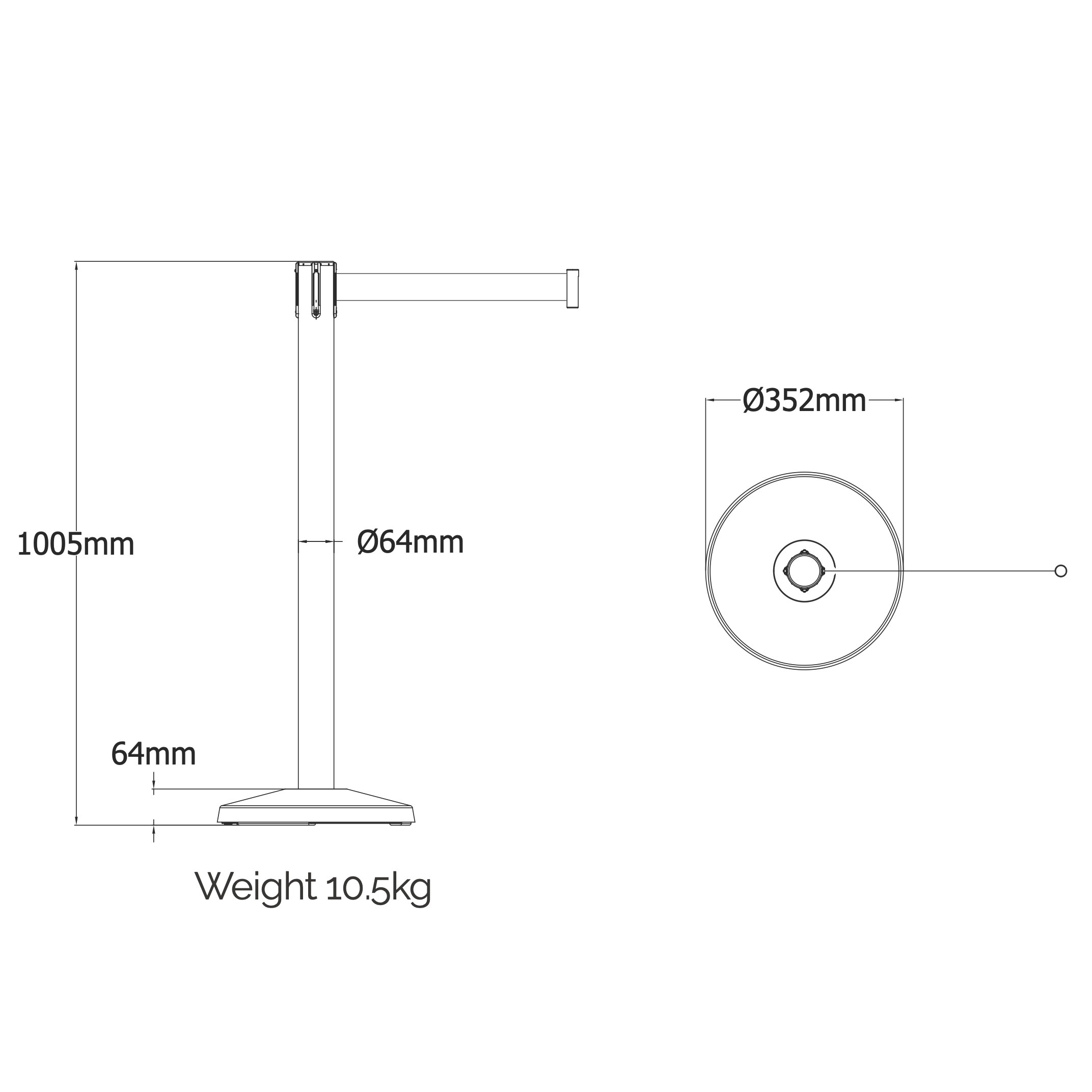 Pair of 2.3m QueueWay Retractable Barriers - Black Post