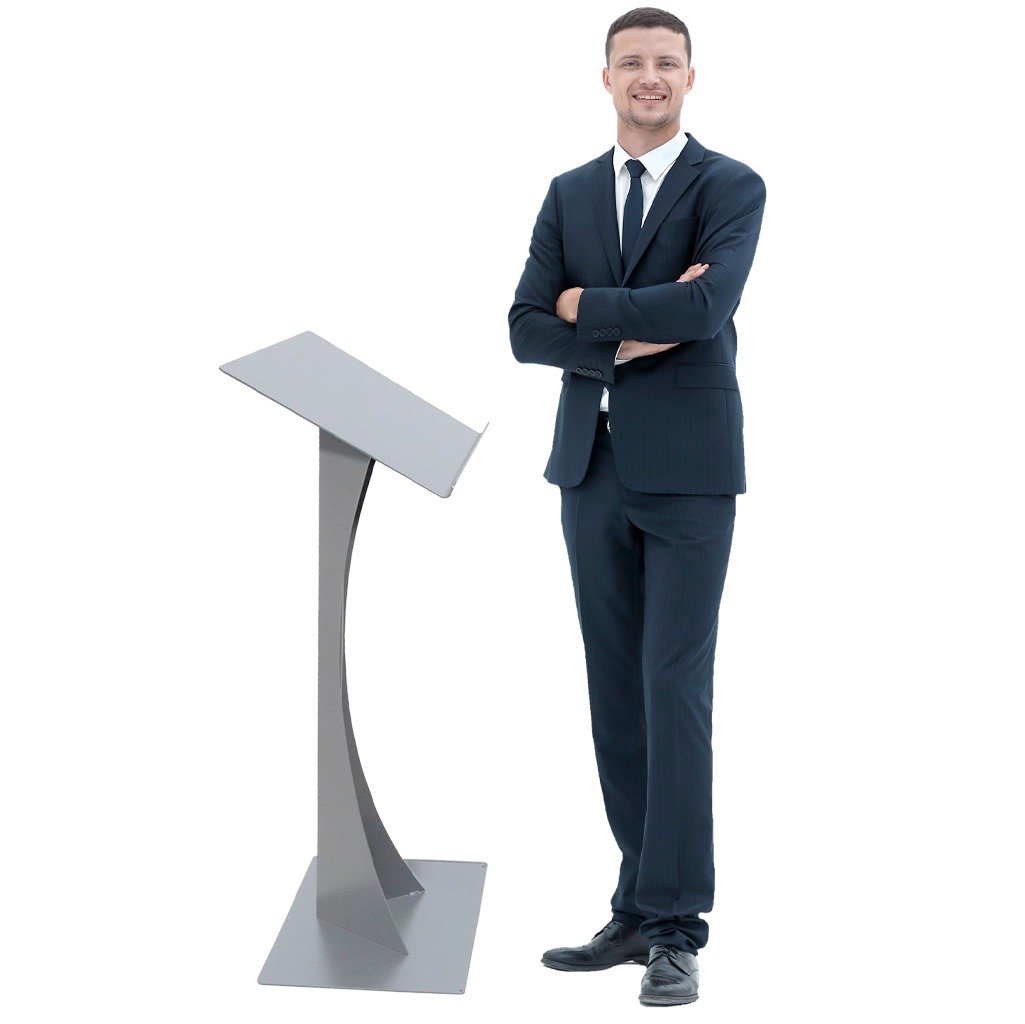 Blade Curved Metal Alloy Lectern