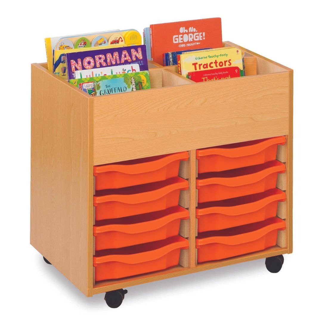 Mobile 4 Bay Classroom Kinderbox Storage With Trays