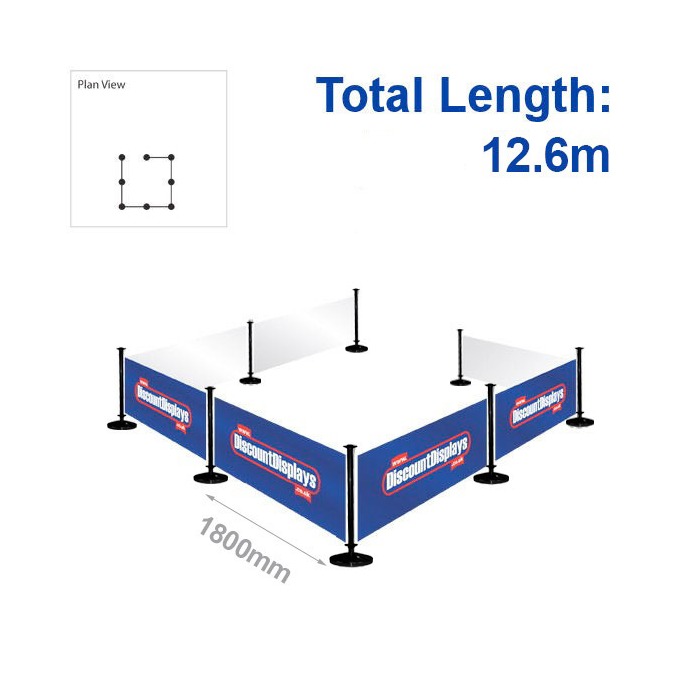 12.6m Cafe Barrier Kit - 8 posts & 7 Banners