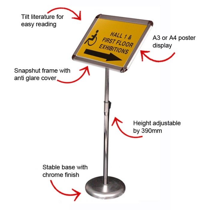 A3 or A4 height adjustable sign holder