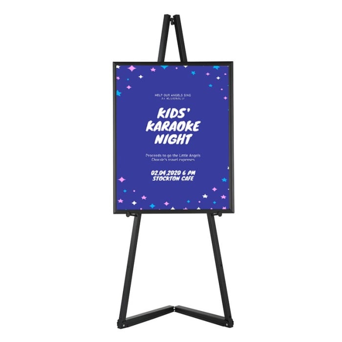 Modern metal folding easel with optional Poster frame