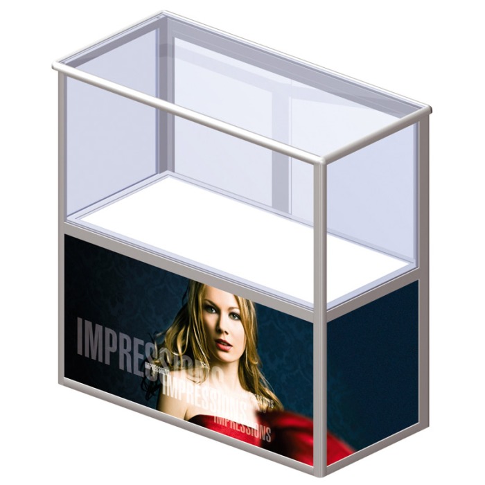 Folding portable display counter with optional printed graphics