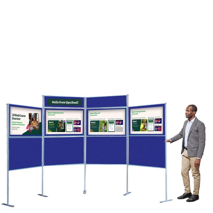 8 Panel school display with twin header panels velcro friendly