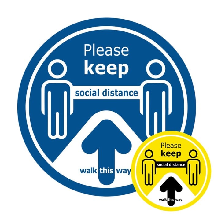 Walk This Way Social Distance Floor Sticker - Pack of 6