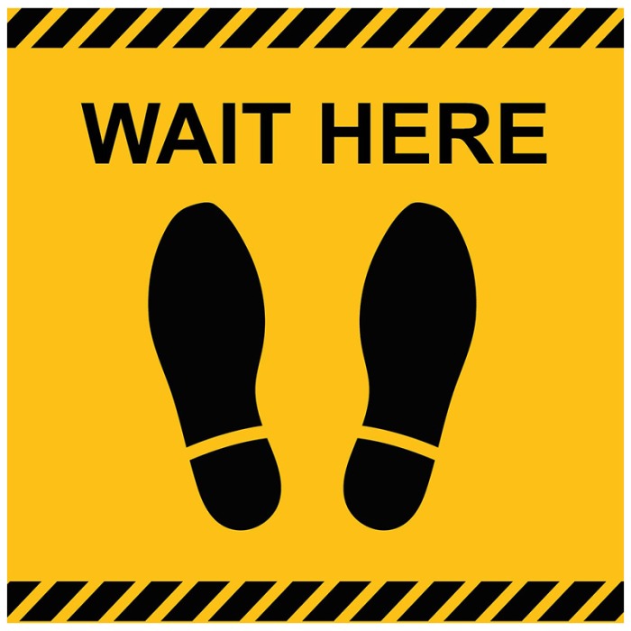 Feet Wait Here Square Floor Stickers - Pack of 6