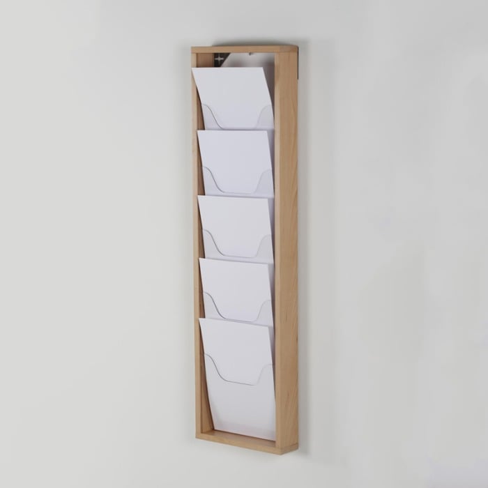 5xA4 wooden Wall Literature Holder