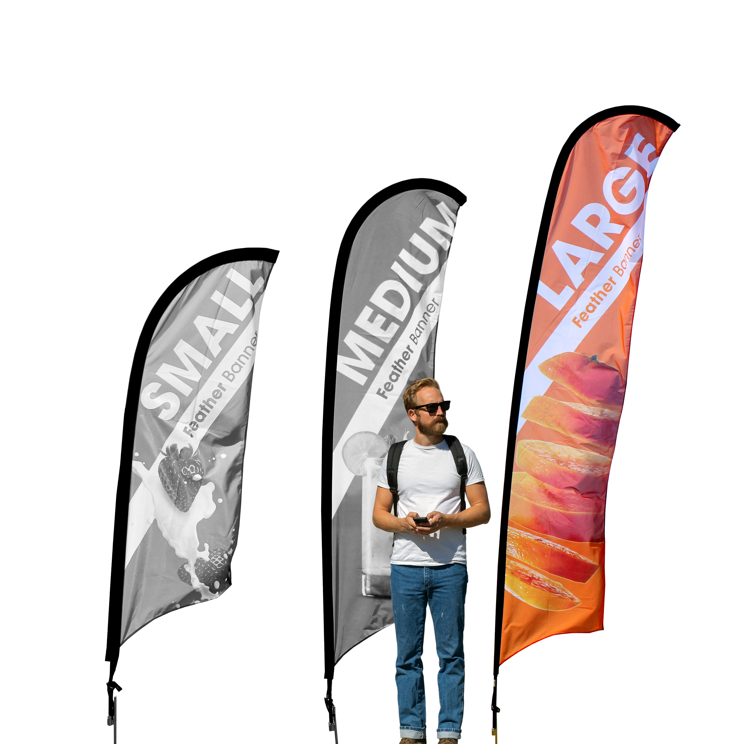 Large Single Sided Budget Feather Flag - 4.7m