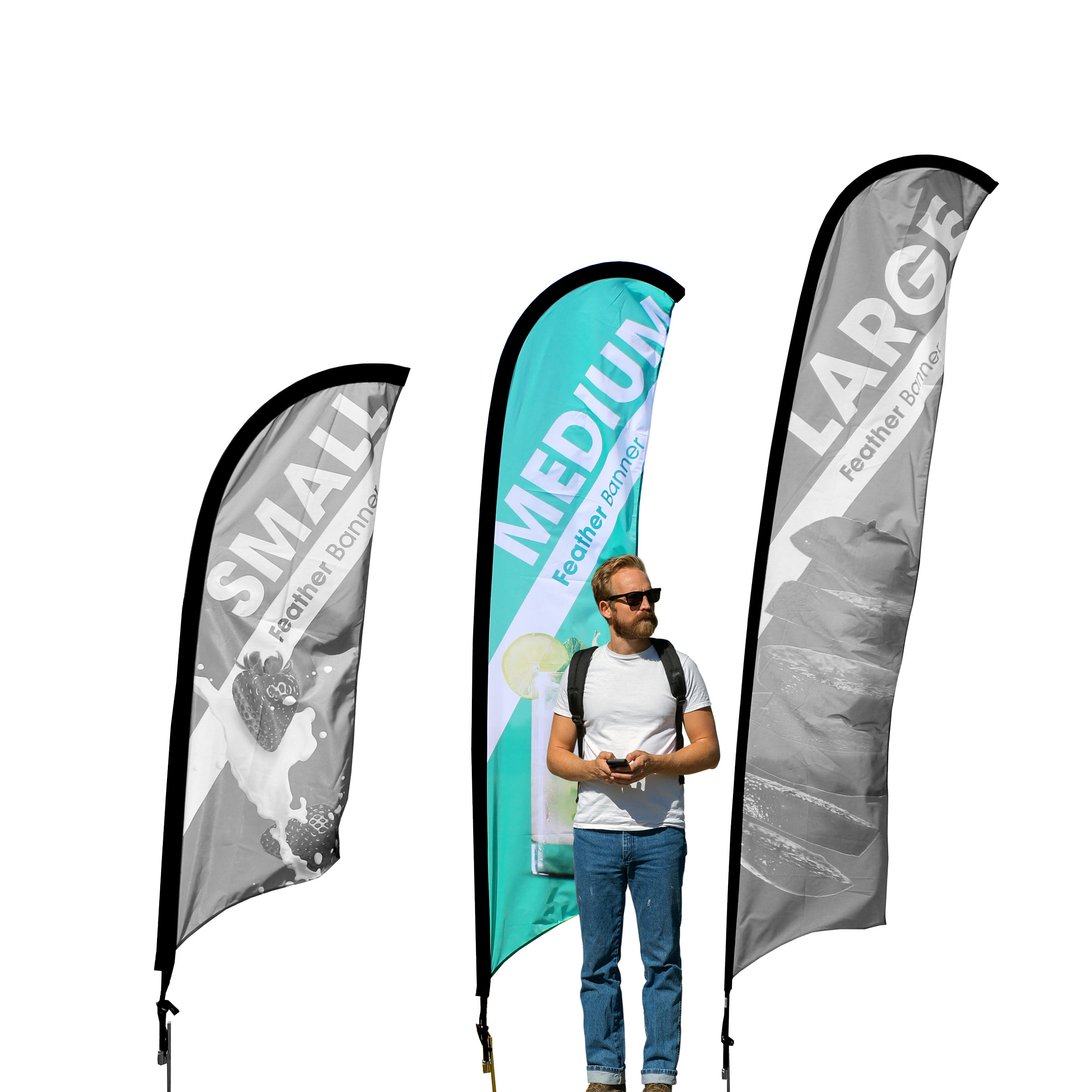 Medium Single Sided Budget Feather Flag - 3.5m