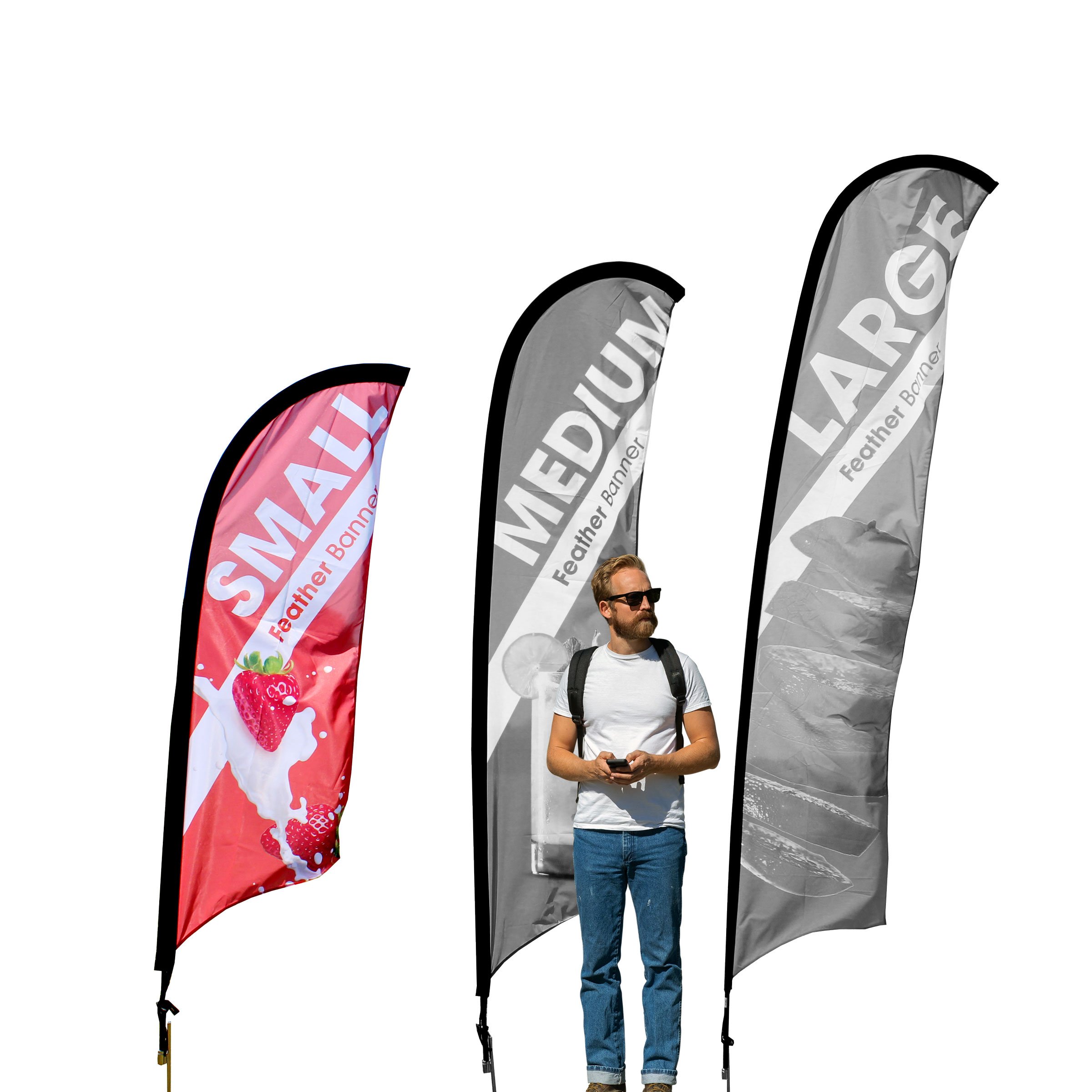 Small Single Sided Budget Feather Flag - 2.5m