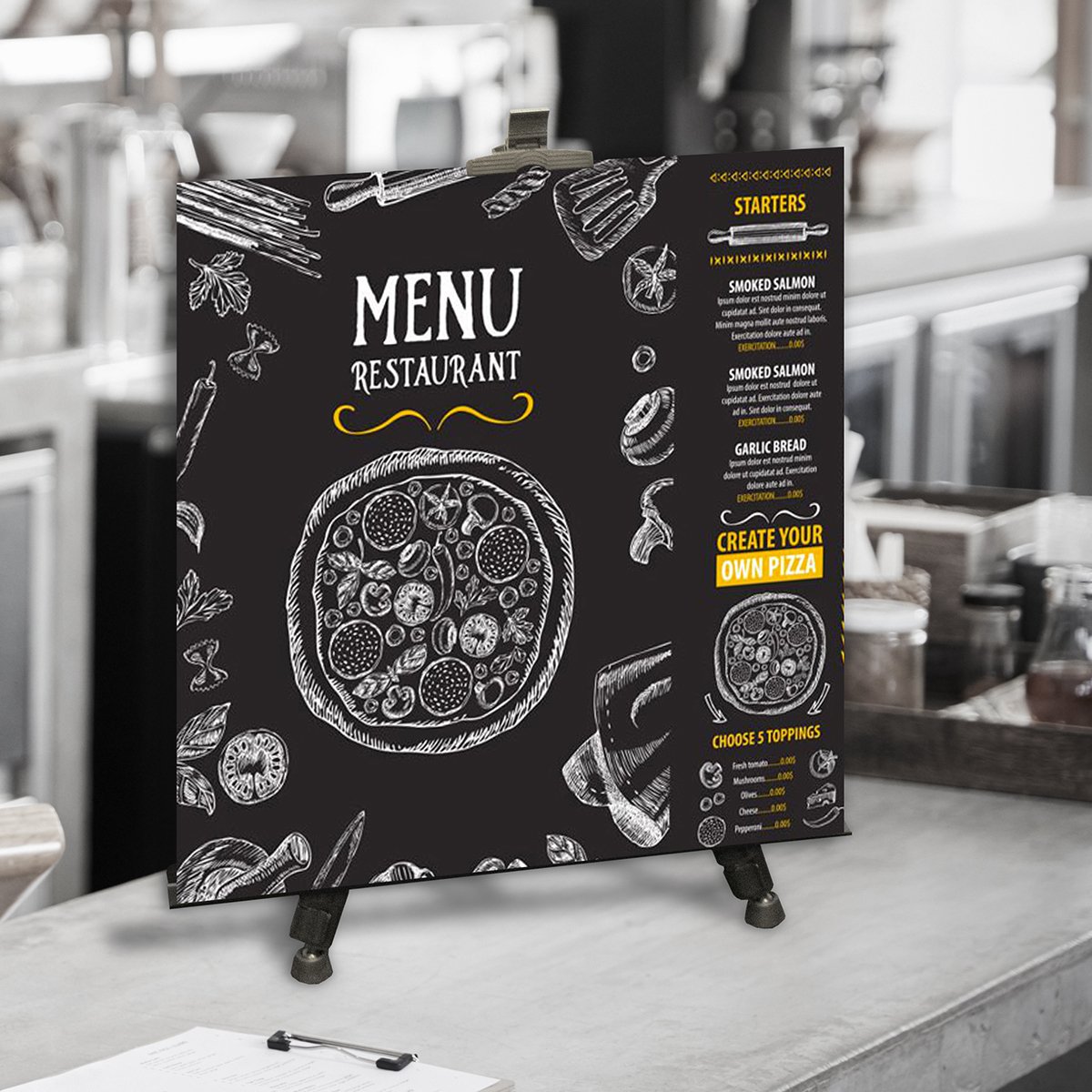 Telescopic Tabletop Menu Easel