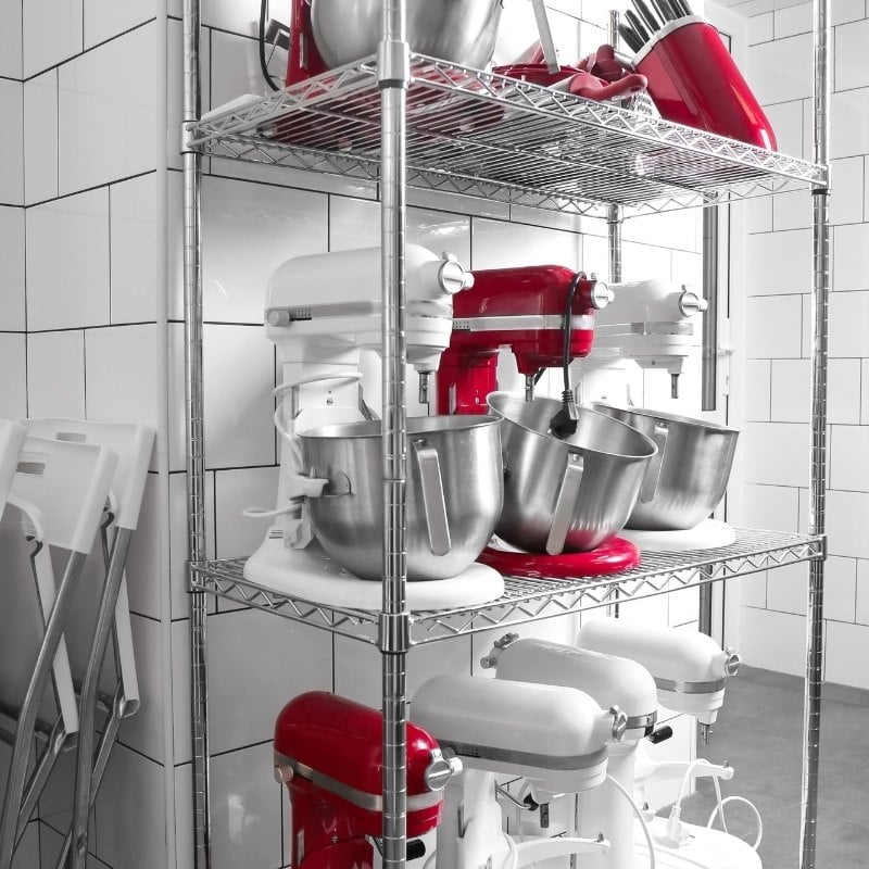 Restaurant Kitchen Chrome Wire Shelving