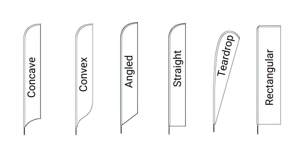 The six different feather flag shapes