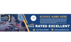 PVC banner displaying an outstanding Ofsted achievement