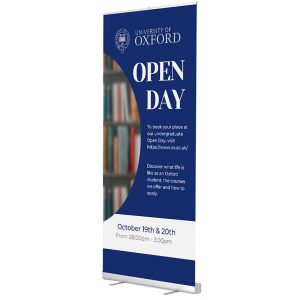 banner stand advertising oxford university open day