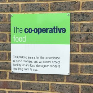 Co-op supermarket sign outside the store