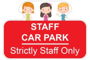 'Strictly staff only' car park safety sign